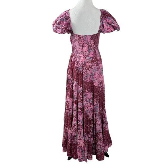 Free People Sundrenched Short Sleeve Maxi Dress Femme Rose Pink Medium NWT - Picture 9 of 12